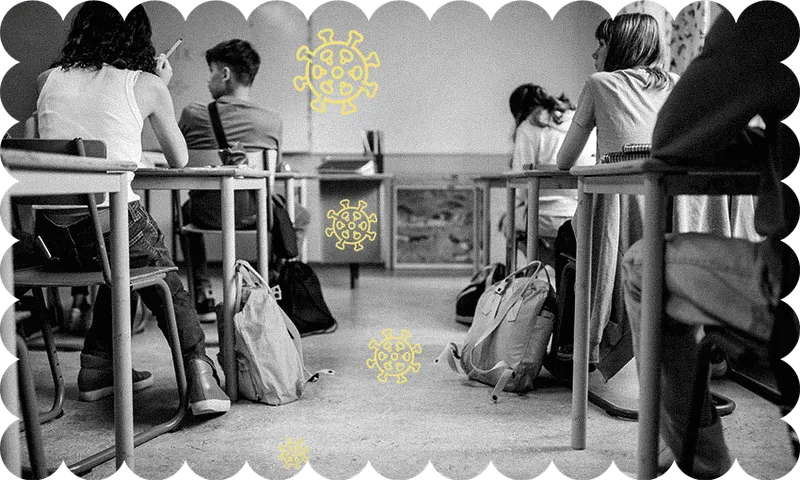 black and white photo of a classroom