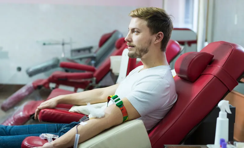 Man giving blood donation