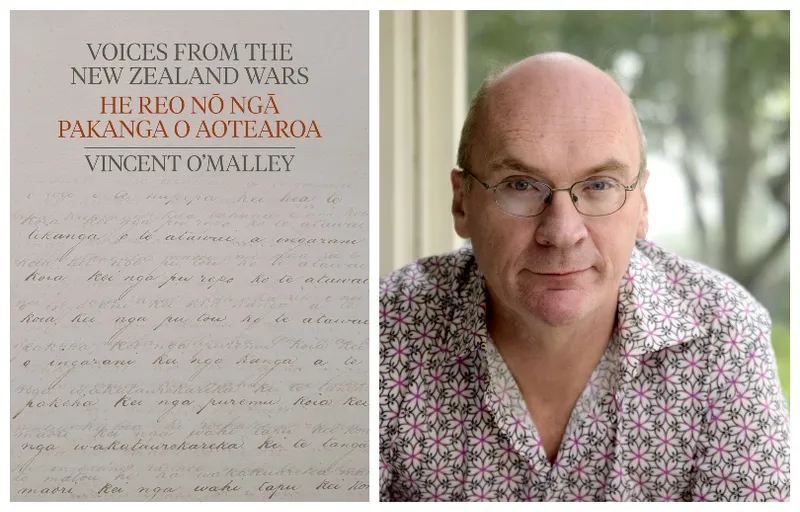 Photograph of a middle-aged man wearing specs and a button-up shirt. Plus the cover of his book, covered in cursive handwriting.