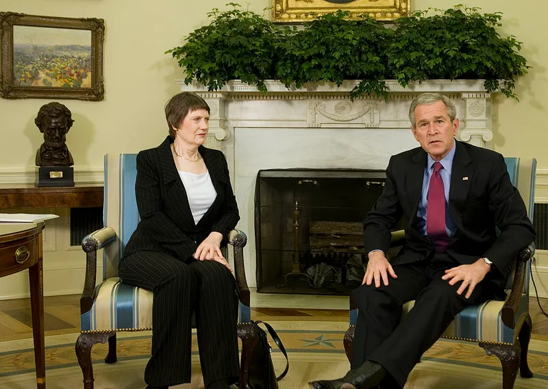 U.S. President George W. Bush sits with Prime Minister of Ne