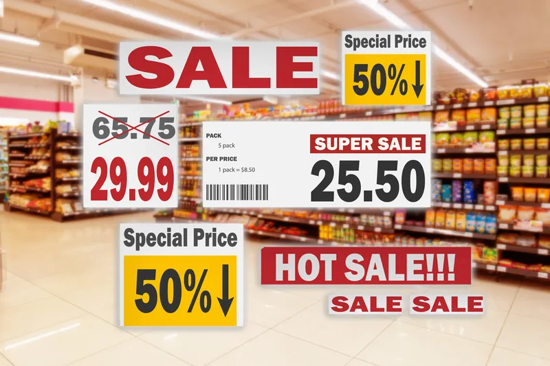 Abstract blurred in supermarket  and commodity product on shelf