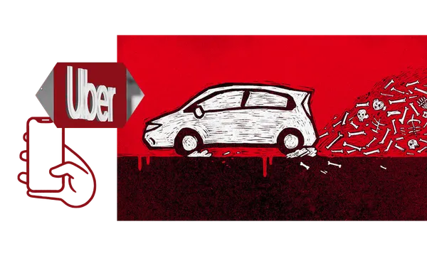 an illustration of a car with a phone and the uber logo