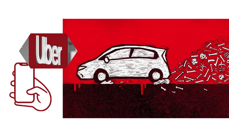 an illustration of a car with a phone and the uber logo