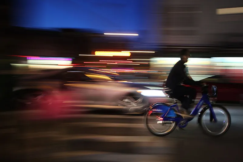 person biking at night