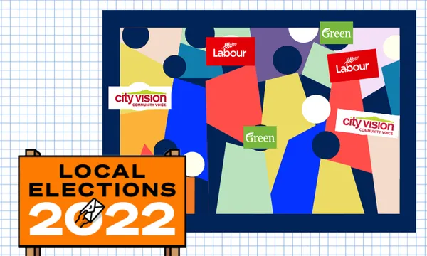 people with party signs