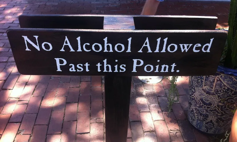 Close-up of no alcohol sign