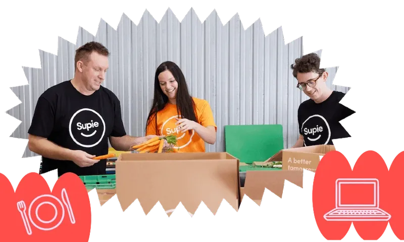 Sarah Balle, centre, gets to work with her Supie staff. (Photo: Supplied)