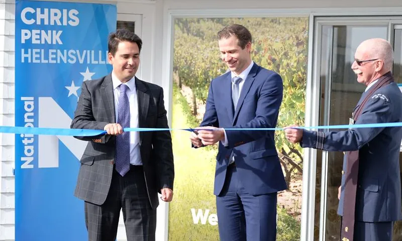 Simon Bridges and Chris Penk opening Helensville office via Facebook