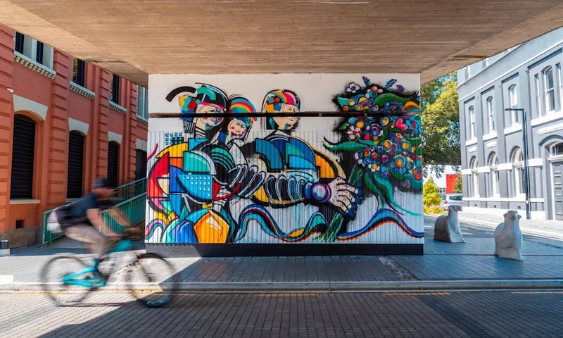 street art under a bridge in Vogel St, in the heart of Dunedin’s warehouse precinct. Photo: Hugo Van Dorsser/DunedinNZ