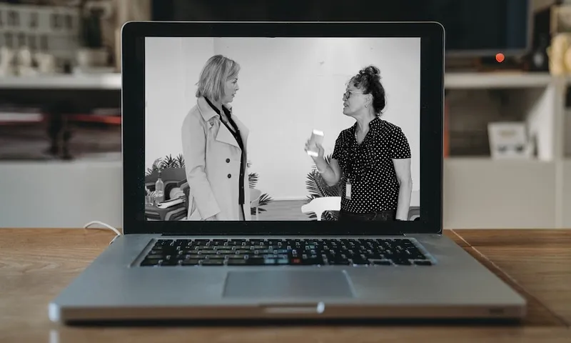Jennifer Ward-Lealand and Rena Owen in rehearsal for Two Ladies on a computer screen