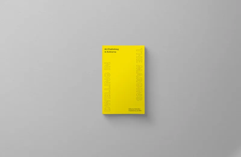Bright yellow book called Art Publishing in Aotearoa