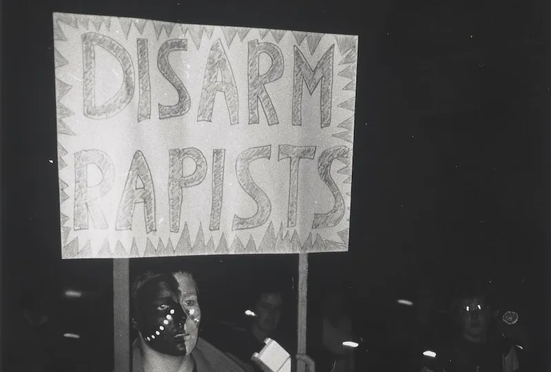 A woman at the Reclaim the Night march in 1983.