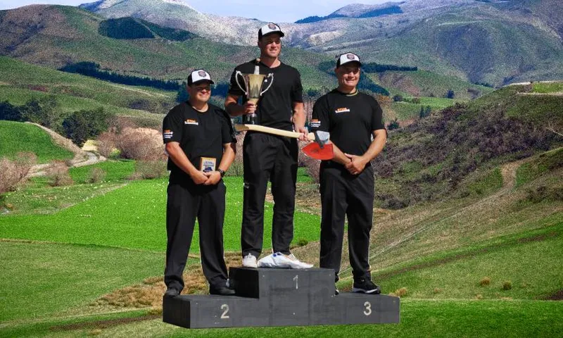 Jack Jordan, Kyle Lemmon, and Jason Wynyard – timbersports champions