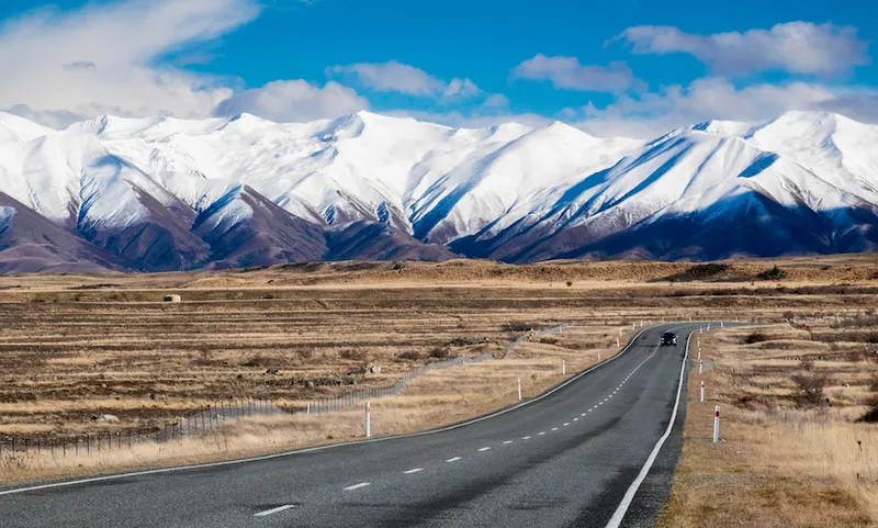 Driving Through Mackenzie Country, Canterbury, New Zealand