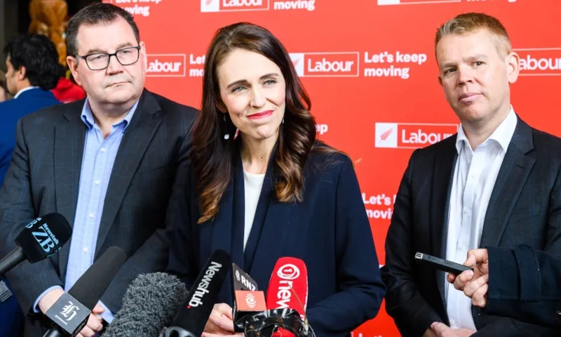 Robertson Ardern Hipkins 2020 on campaign trail getty