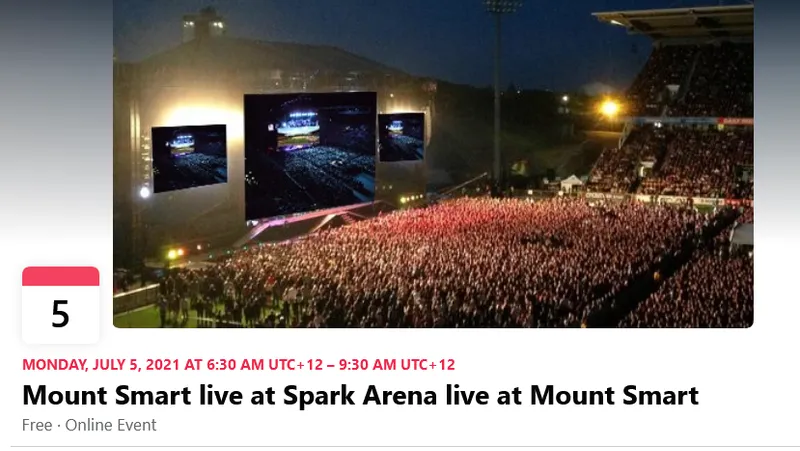 'Mount Smart Live at Spark Arena' Facebook post