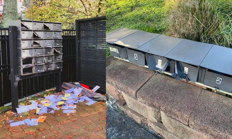 Broken letterboxes, damaged mail