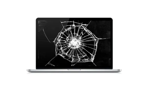 A broken laptop screen.