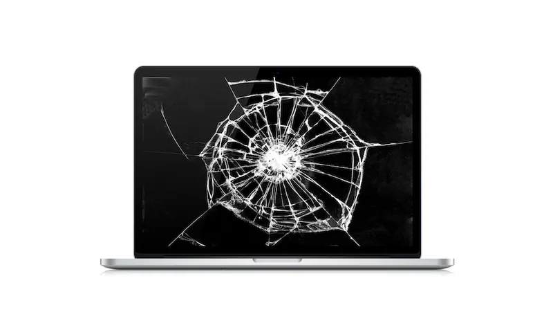 A broken laptop screen.