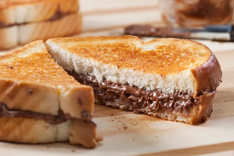 Grilled Chocolate and Hazelnut spread Sandwich