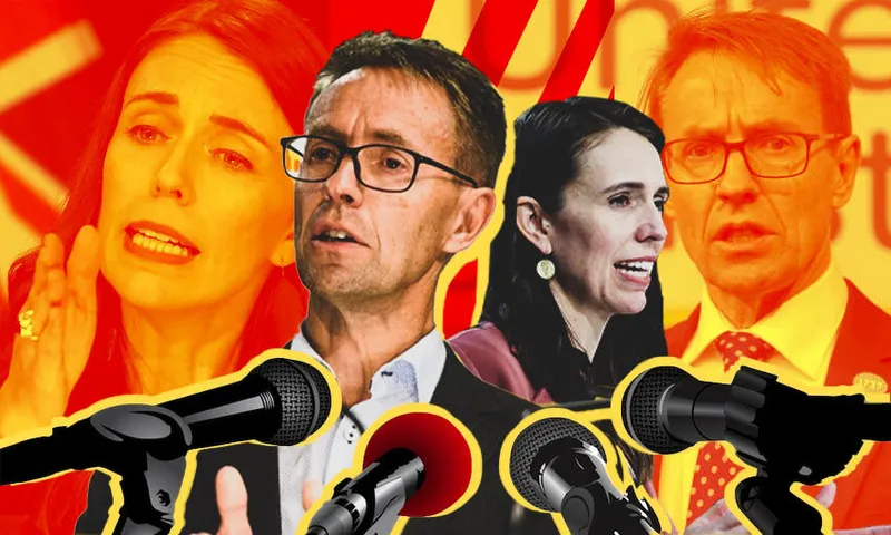 Ashley Bloomfield and Jacinda Ardern face the microphones