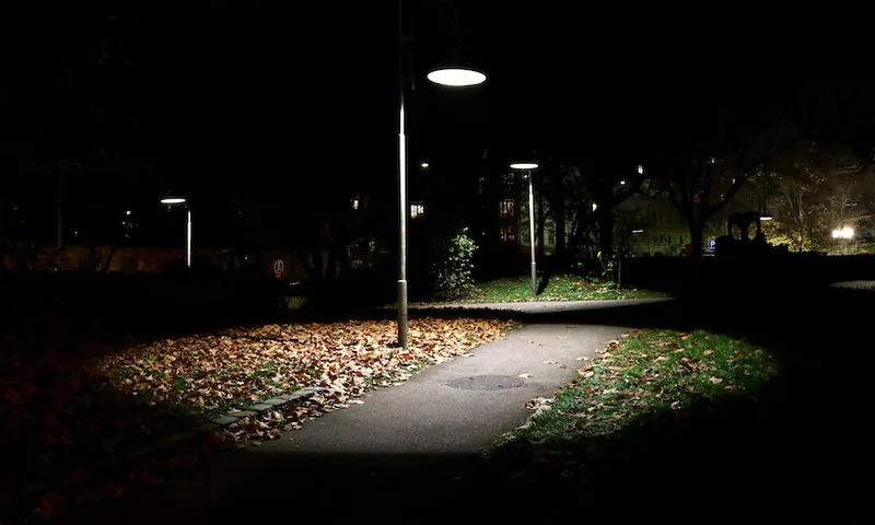 Street Light In Park At Night