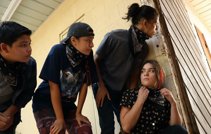 RESERVATION DOGS “Pilot” Episode 1 (Airs Monday, August 9) — Pictured: (l to r): Lane Factor as Cheese, Paulina Alexi...