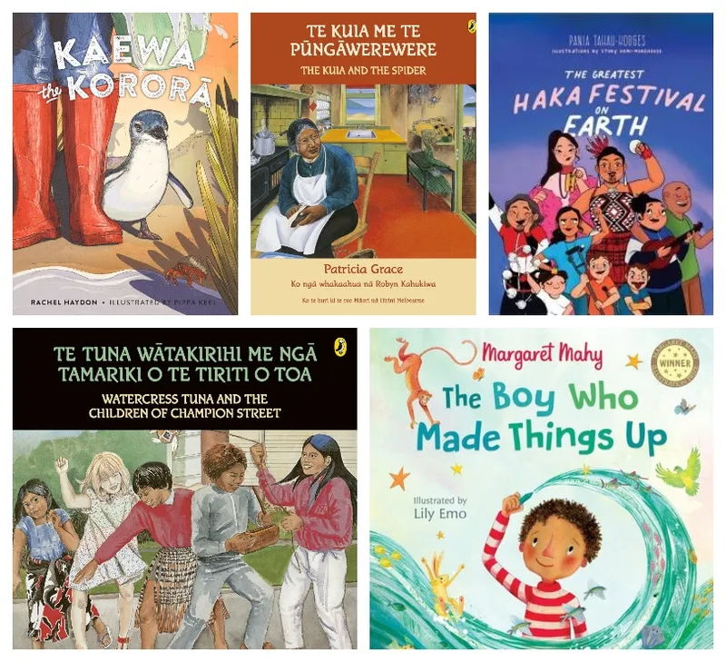 Five colourful picture book covers.