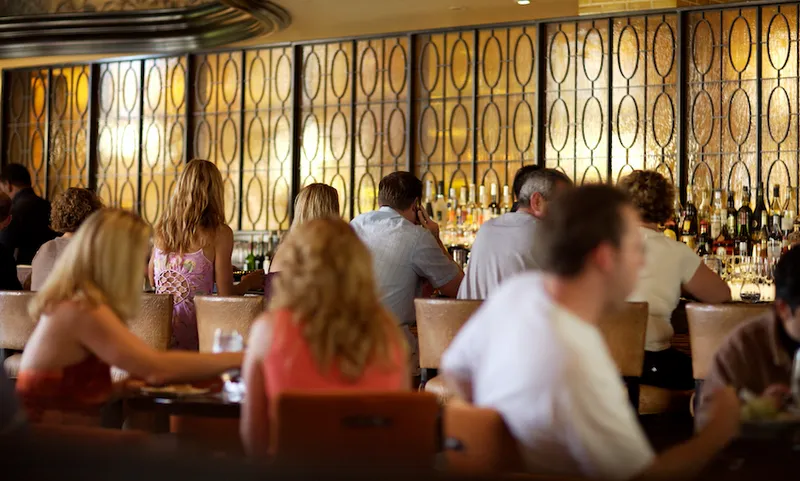 Crowded bar in fine restaurant