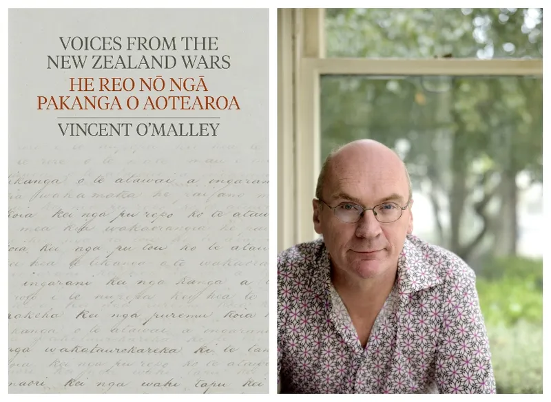 Book cover, beige tone, cursive text used as design element. Photograph of middle-aged man seated in front of a sash window.