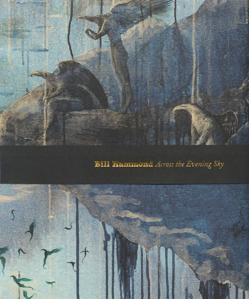 Cover of a big coffee-table book, tones of greys and blues, scene of bird-men and cliffs and sky.