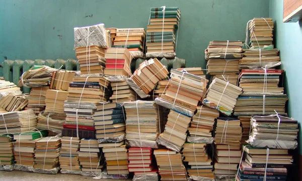 stack of books tied