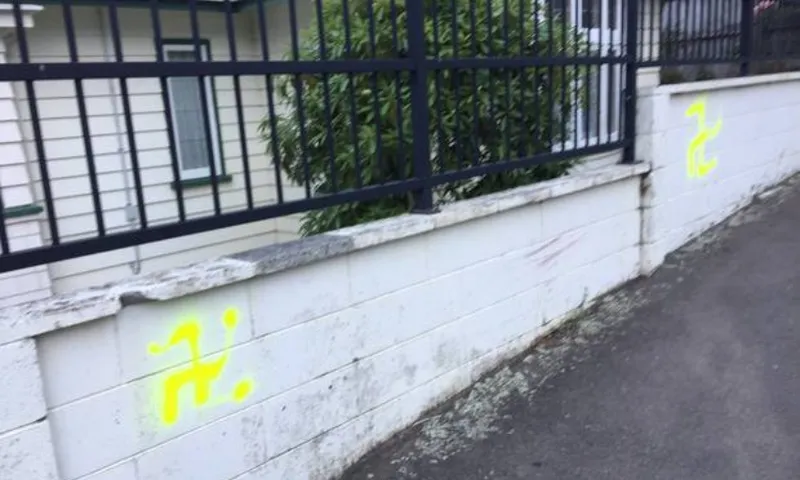 swastikas outside wellington jewish congregation supplied