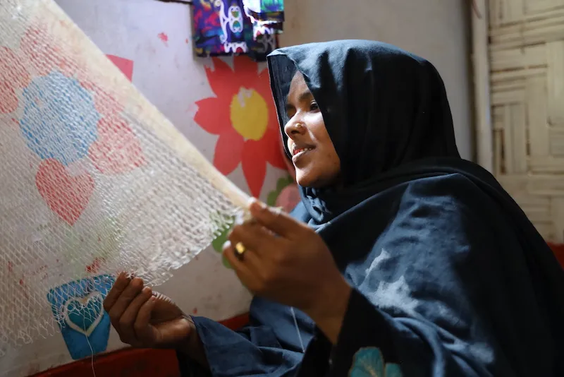 Sakina, 38 years old, fled violence in Rakhine State in Myanmar with 8 members of her family, including her husband who has a disability (he is partially paralysed). It took them seven days to reach Bangladesh.