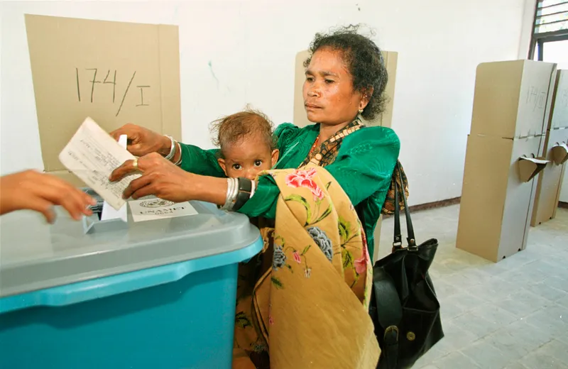 East Timor Voting Day: In The Village Of Balibo(3 Hours From Dili A Woman Ca