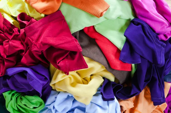 Stack of colourful clothes