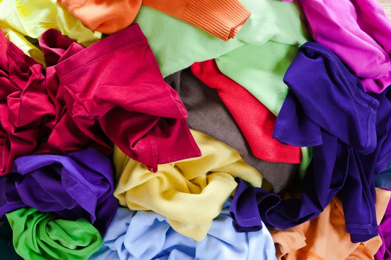Stack of colourful clothes