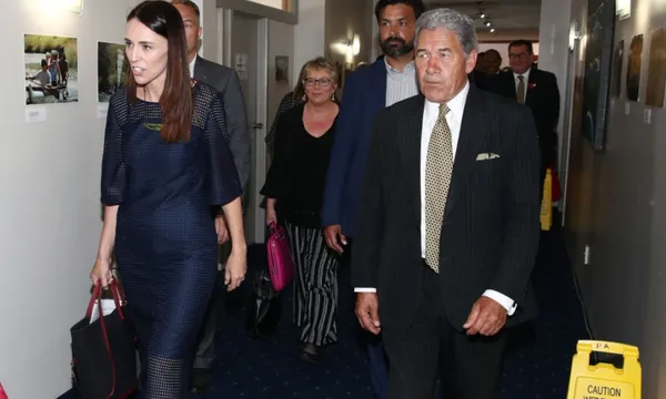 Jacinda Ardern and Winston Peters 2020 waitangi getty