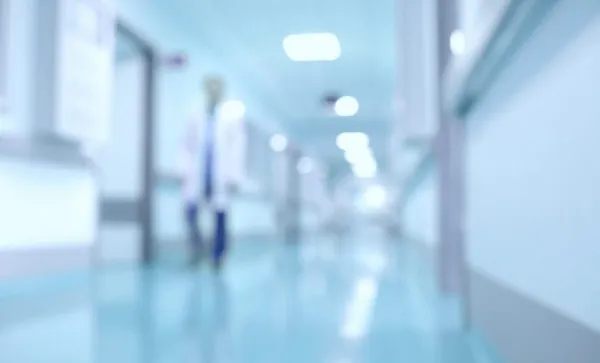 Medical and hospital corridor defocused background with modern laboratory (clinic)