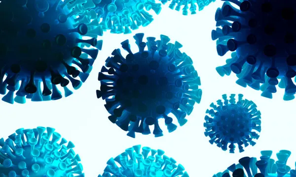 Coronavirus Wuhan, China COVID-19 molecules flying in the space. Microscopic photography. Epidemic virus infection and the risk of life. Care of health. 3D illustration of cells