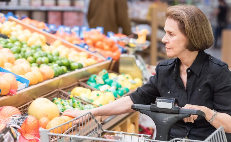 Senior Shopping at the supermarket