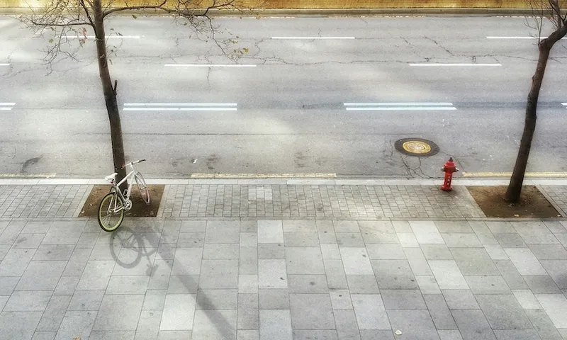High Angle View Of Footpath And Street