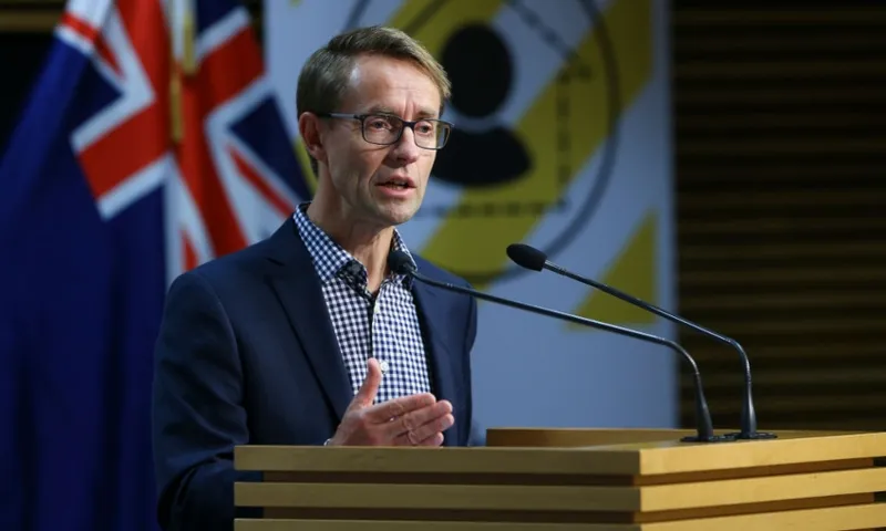 Ashley Bloomfield speaking at a press conference 19 apr getty