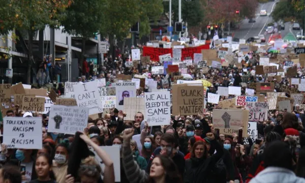 protest on queen street black lives matter rnz leith huffadine