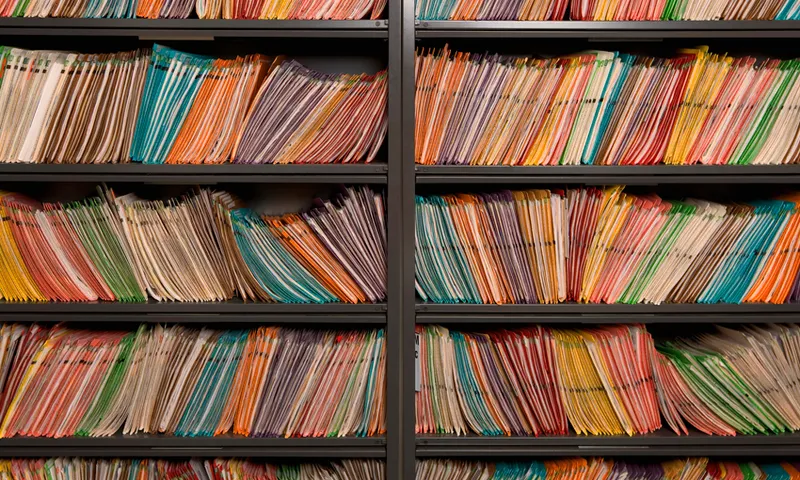 Bookshelves full of folders