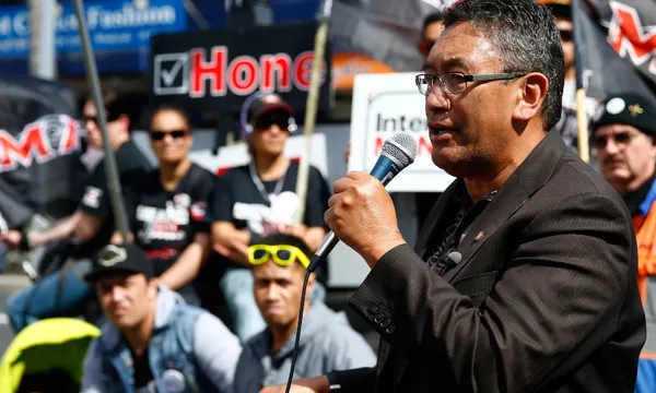 Hone Harawira campaigning in Otahuhu in 2014 getty