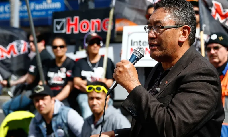 Hone Harawira campaigning in Otahuhu in 2014 getty