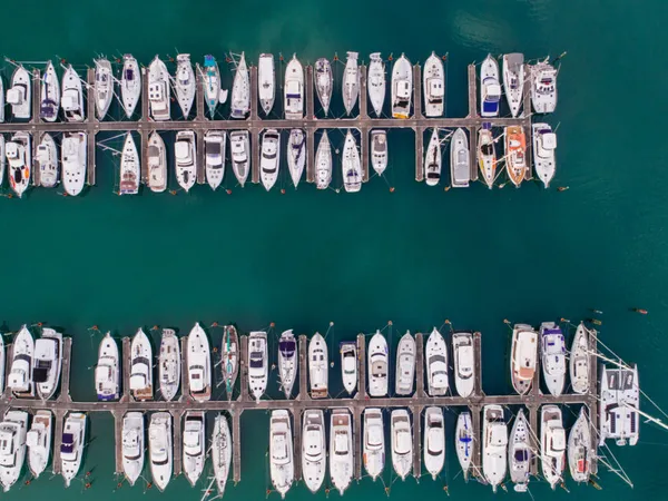Top looking down at boat park.