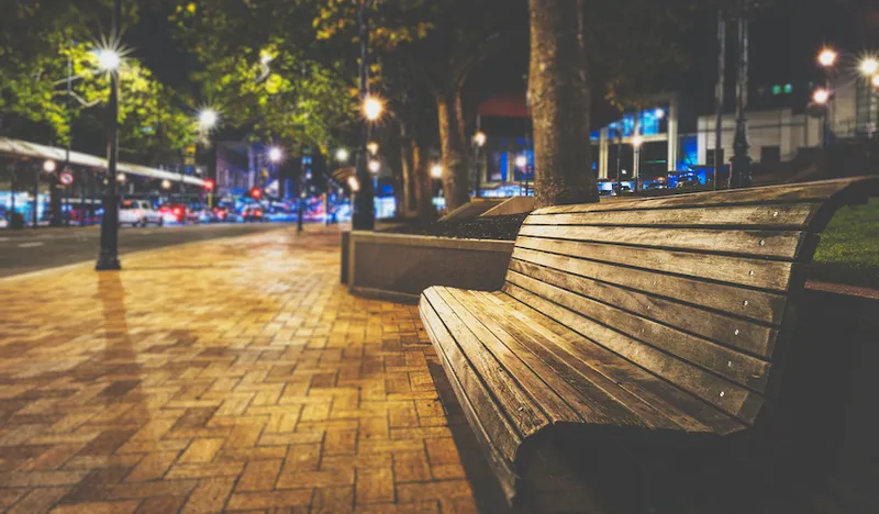 Bench on the street in Dunedin