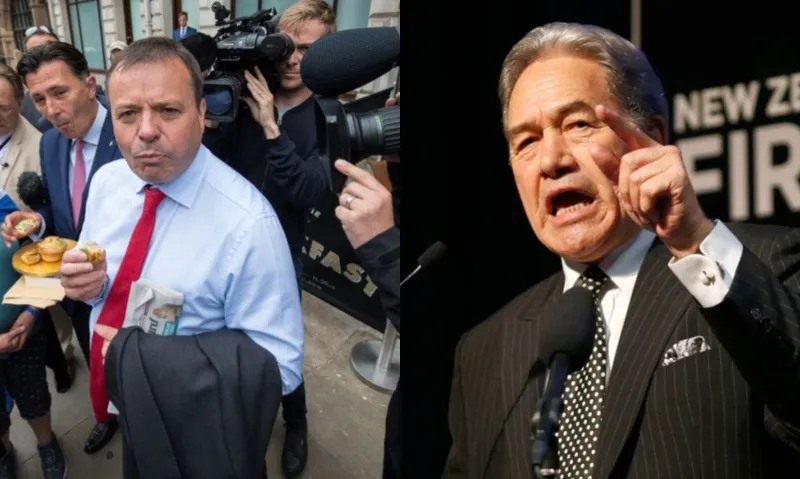 Aaron Banks Andy Wigmore Winston Peters collage getty all